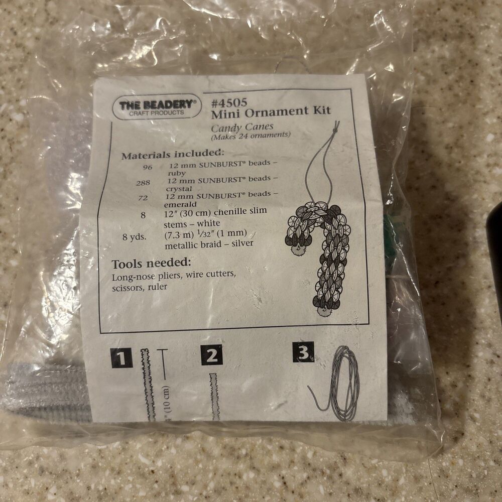 Beadery #4505 Mini Ornament Kit 24 Candy Canes opened original complete package
